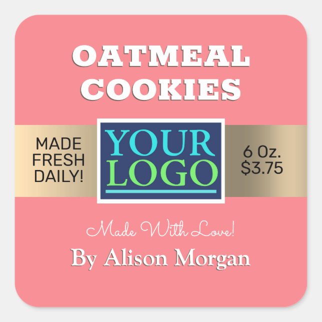 Your Logo/Photo Product Label DIY Name Info, Peach (Front)