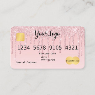 Your Logo Pink Drip Glitter-look Credit Card