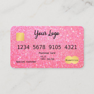 Your Logo Pink Glitter-look Credit Card