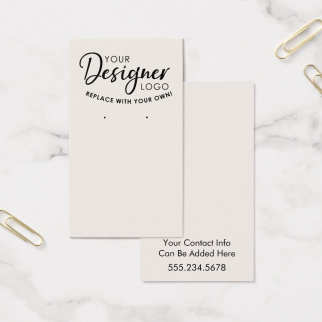 Your Logo Plain Soft Off-White Earring Holder Card (Office)