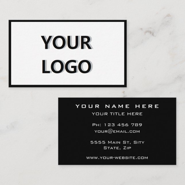 Your Logo Professional Business Card - Black White (Front/Back)