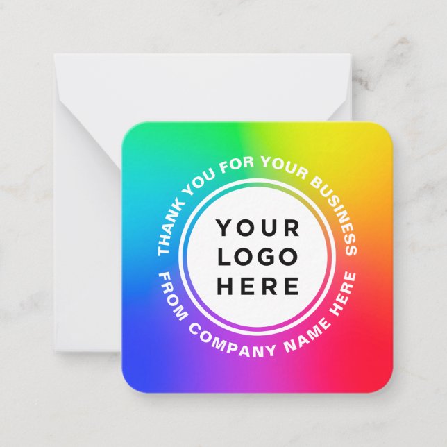 Your Logo Professional Rainbow Thank You Card (Front)