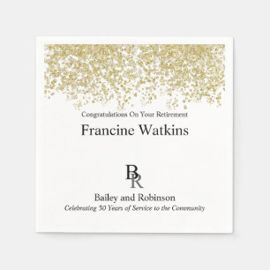 Your Logo Professional Retirement Gold Glitter Napkin
