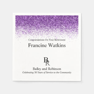 Your Logo Professional Retirement Purple Glitter Napkin