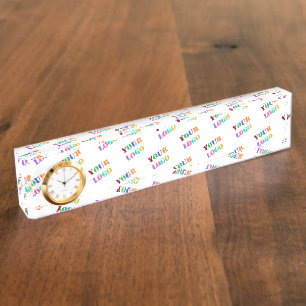 Your Logo Promotional Branded Desk Clock Example Nameplate