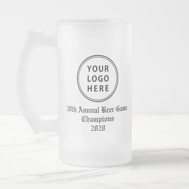 Your Logo Promotional Event Frosted Glass Beer Mug (Left)
