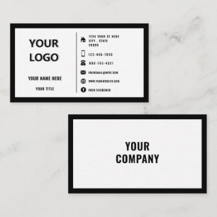 Your Logo Promotional Personalised Black and White Business Card