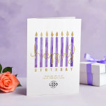 Your Logo Purple Candles Business Happy Birthday Card<br><div class="desc">Wish your clients, employees and business partners a very happy birthday with this elegant modern and simple vertical business corporate happy birthday Card, featuring tall stylish purple watercolor candles with faux gold flames and partly hand written text happy birthday on a clean white background. Please note that the gold in...</div>