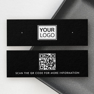 Your logo QR code black stud earring display card