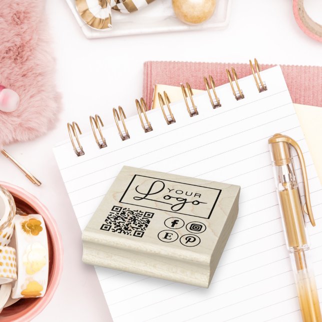 Your Logo QR Code Custom Business Rubber Stamp (Creator Uploaded)