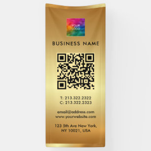 Your Logo QR Code Gold Branding Outdoor Vertical Banner