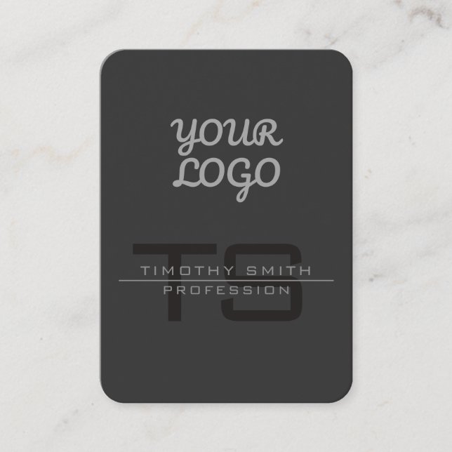 Your Logo & QR code Modern Dark Grey Business Card (Front)