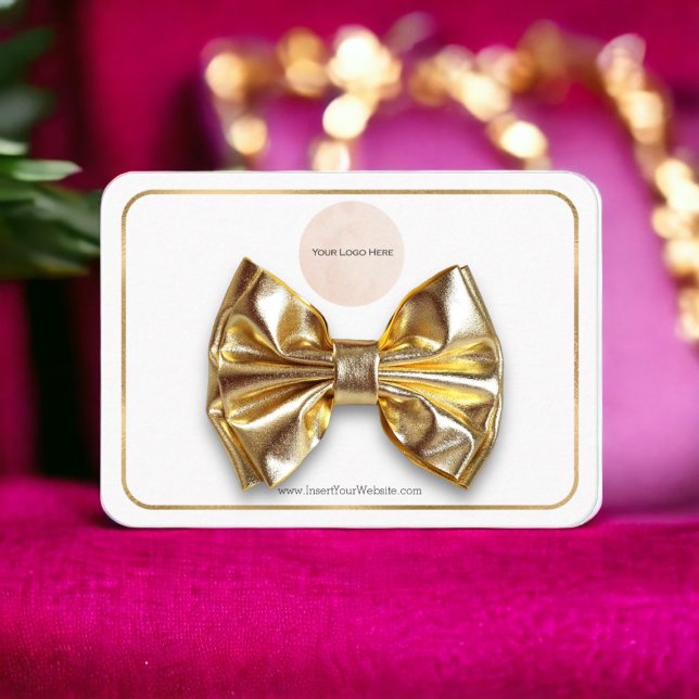 Your Logo Rainbow Bow Hair Clip Display Horizontal Business Card (Creator Uploaded)