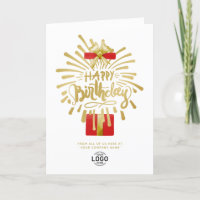 Your Logo Red Gift Gold Fireworks Group Birthday