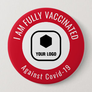 Your Logo Red White Employee Business Vaccinated 10 Cm Round Badge