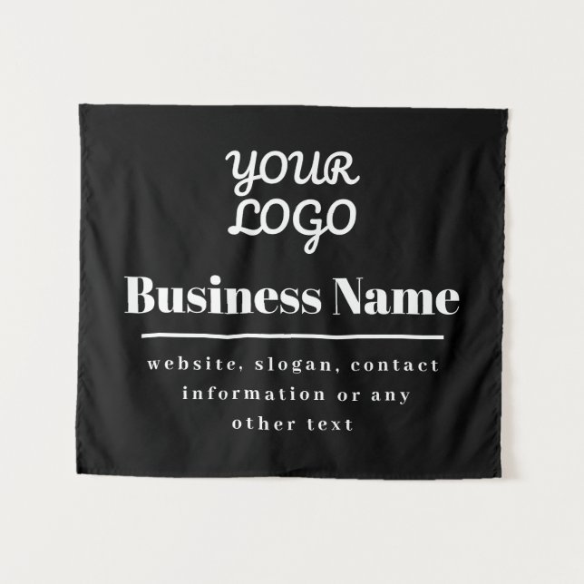 Your Logo Retro-Modern Black & White Tapestry (Front (Horizontal))