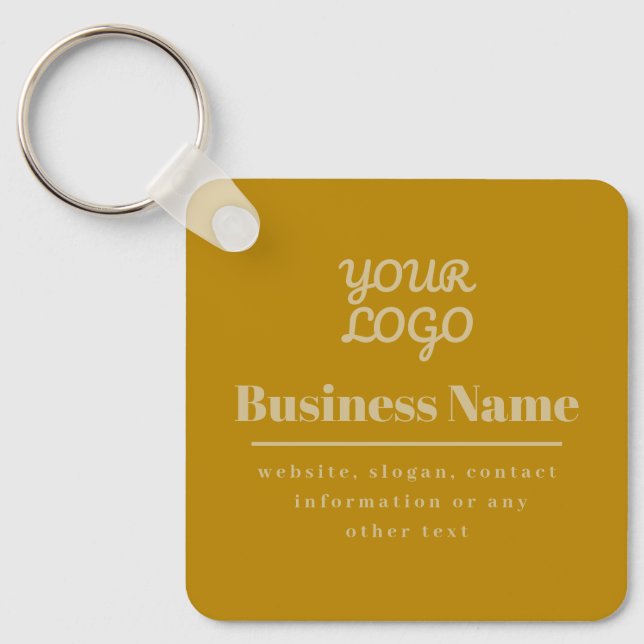 Your Logo Retro-Modern Dark & Light Gold Key Ring (Front)