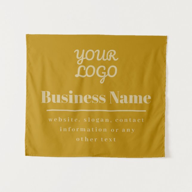 Your Logo Retro-Modern Dark & Light Gold Tapestry (Front (Horizontal))