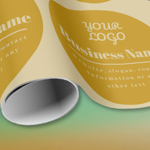 Your Logo Retro-Modern Dark & Light Gold Wrapping Paper