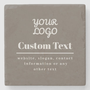 Your Logo Retro-Modern Modern Beige & Light Grey Stone Coaster
