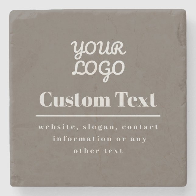 Your Logo Retro-Modern Modern Beige & Light Grey Stone Coaster (Front)