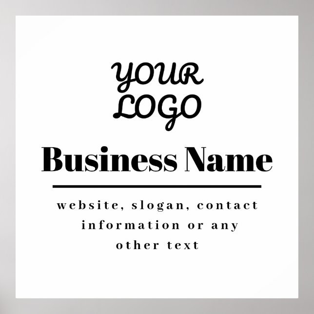 Your Logo Retro-Modern White & Black Poster (Front)