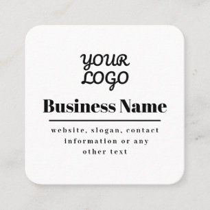 Your Logo Retro-Modern White & Black Square Business Card