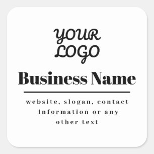 Your Logo Retro-Modern White & Black Square Sticker