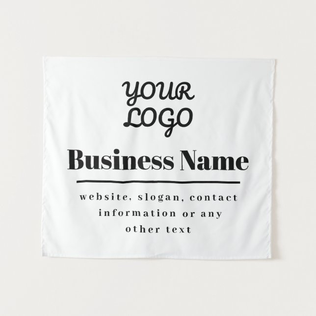 Your Logo Retro-Modern White & Black Tapestry (Front (Horizontal))