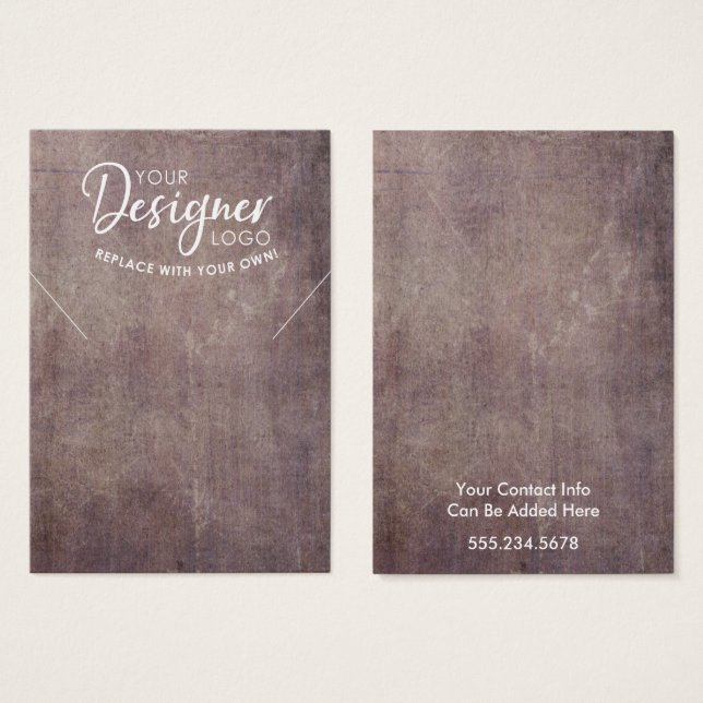 Your Logo Rustic Grunge Necklace Holder Card (Front & Back)