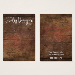 Your Logo Rustic Wood Earring Holder Card