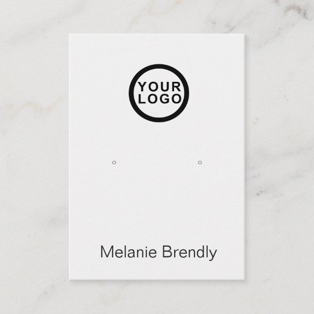Your Logo Silver Black Jewellery Earring Display  Business Card (Front)