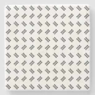 Your Logo   Simple Alternating Repeating Pattern Stone Coaster