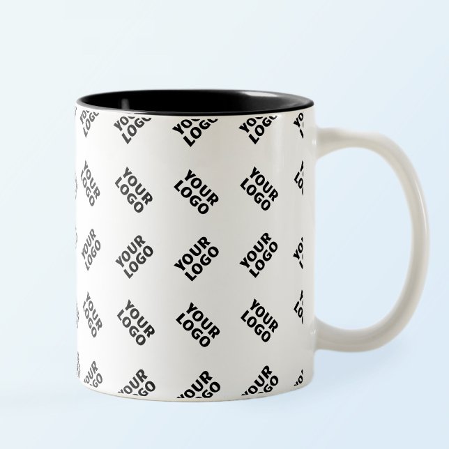 Your Logo | Simple Alternating Repeating Pattern Two-Tone Coffee Mug (Creator Uploaded)