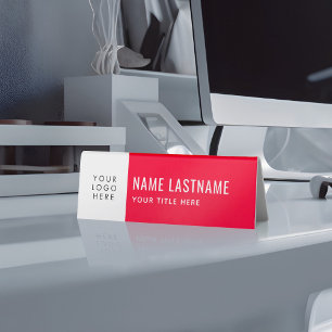 Your Logo Simple Clean Bright Red White Name Title