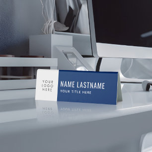 Your Logo Simple Clean Navy Blue White Name Title