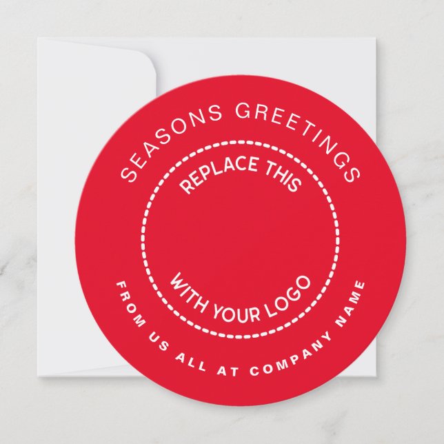 Your Logo Simple Corporate Christmas Circular Red Holiday Card (Front)