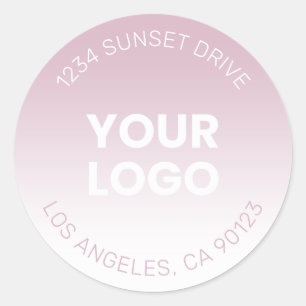 Your Logo Simple Modern Dusty Lavender Ombre Classic Round Sticker