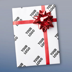 Your Logo Simple Repeating Diagonal Logo Wrappin Wrapping Paper
