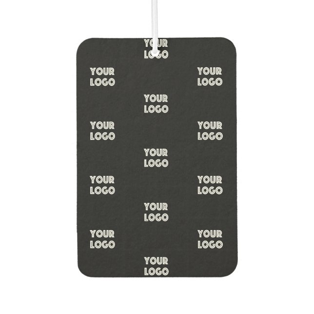 Your Logo Simple Repeating Logo | Black Car Air Freshener (Front)
