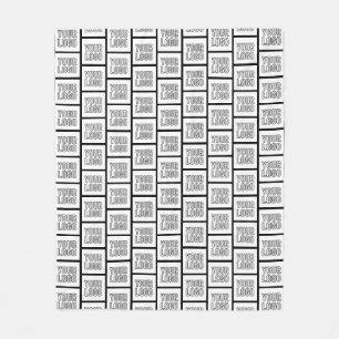 Your Logo Simple Repeating Logo   Black Fleece Blanket
