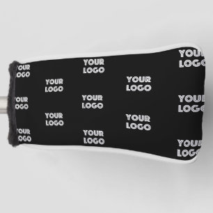 Your Logo Simple Repeating Logo Black Golf Head Cover