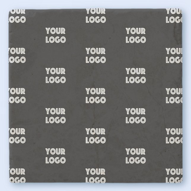 Your Logo Simple Repeating Logo | Black Stone Coaster (Creator Uploaded)