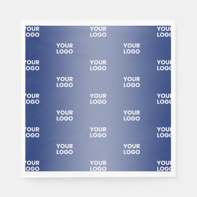 Your Logo Simple Repeating Logo | Blue Gradient Napkin (Front)
