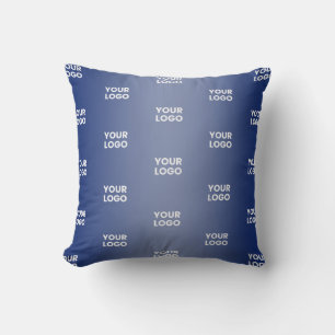 Your Logo Simple Repeating Logo Navy Blue Gradient Cushion