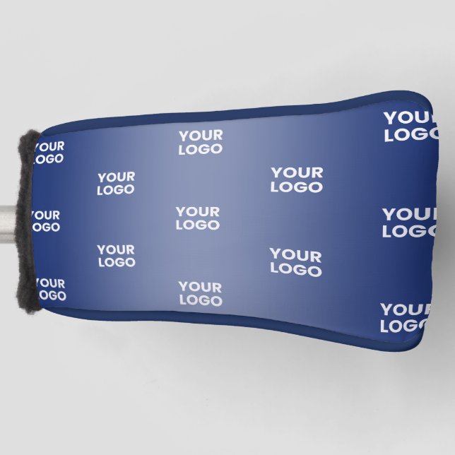 Your Logo Simple Repeating Logo Navy Blue Gradient Golf Head Cover (Front)