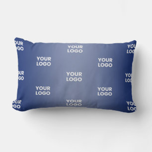 Your Logo Simple Repeating Logo Navy Blue Gradient Lumbar Cushion