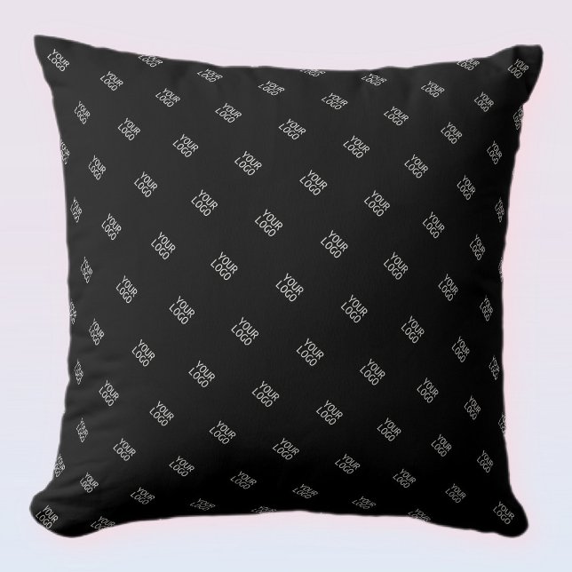 Your Logo Simple Repeating Logo Pattern | Black Cushion (Creator Uploaded)