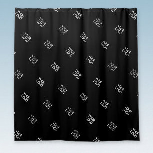 Your Logo Simple Repeating Logo Pattern Black Shower Curtain