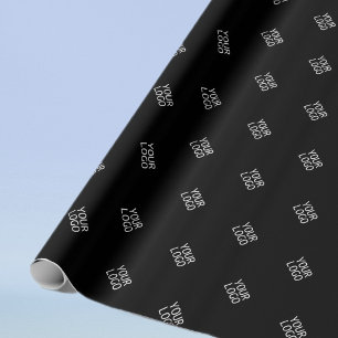Your Logo Simple Repeating Logo Pattern Black Wrapping Paper